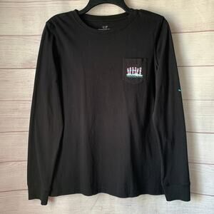 Vineyard Vines Black Long Sleeve Graphic T-Shirt Snowboard Winter Pocket Size S